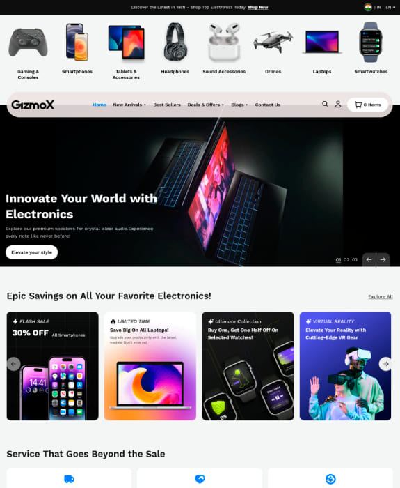 GizmoX home page demo