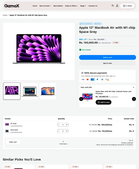 GizmoX product page demo