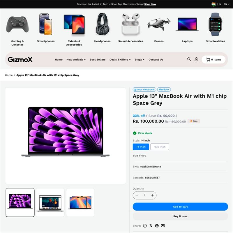 Product page design